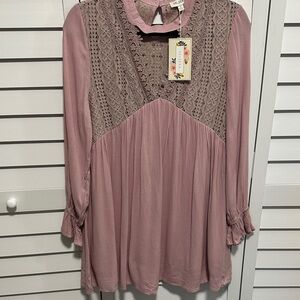 Velzera Pink Lace Detail Blouse